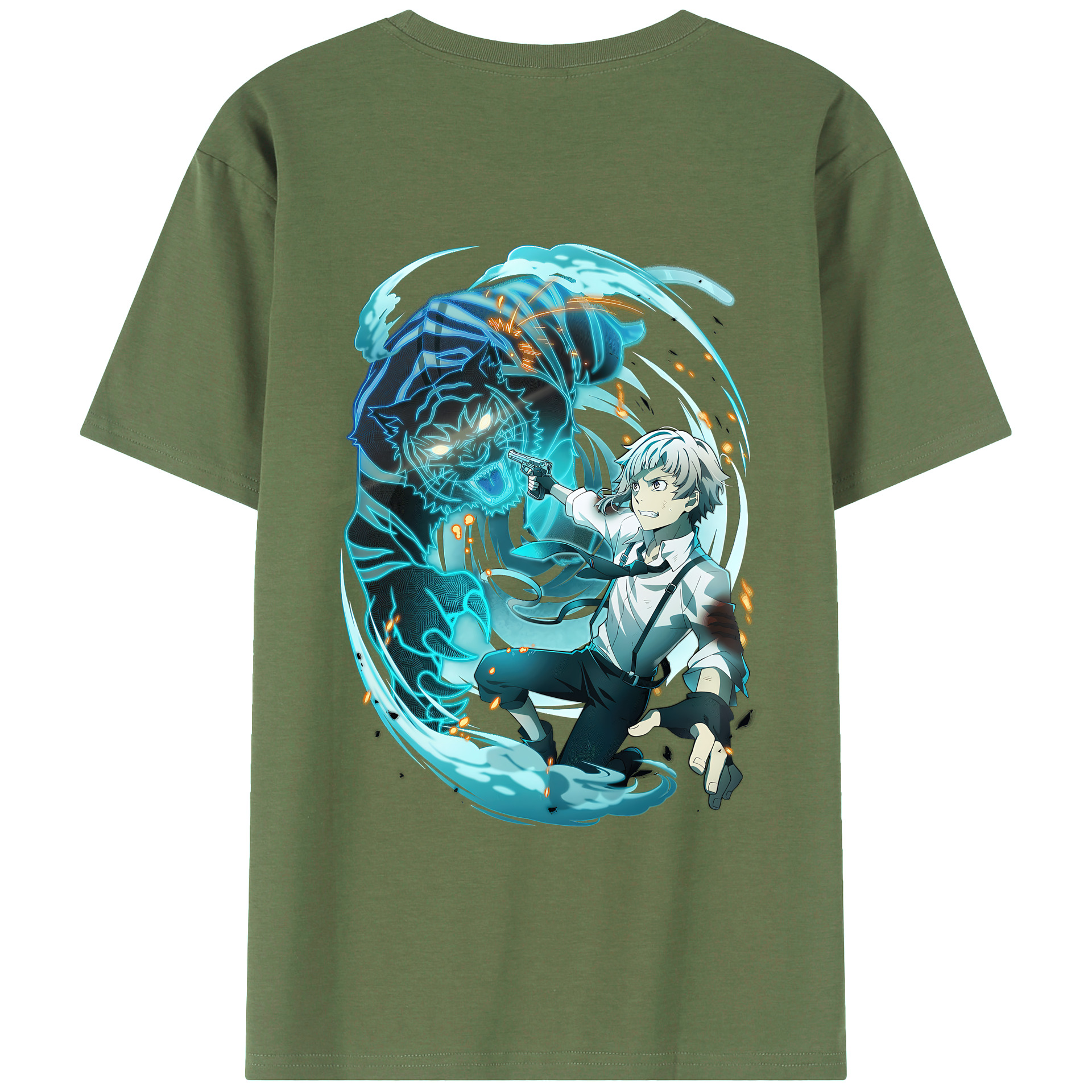 （画像用） 文豪ストレイドッグス Bungo Stray Dogs 綿100％ メンズ半袖Tシャツ（バックプリント） 通気性